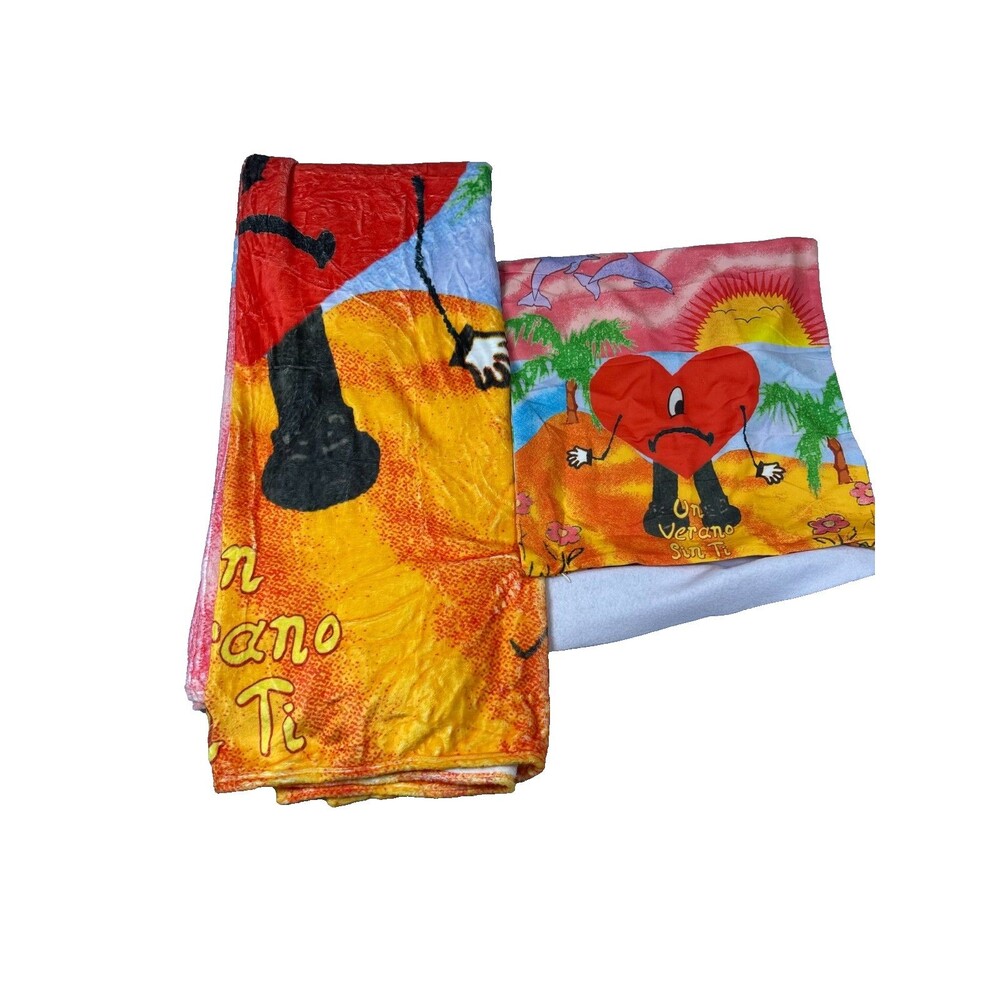 Un Verano Sin Ti Blanket & Matching Pillow case Set Heart Tropical Dolphins
